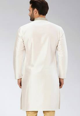 White embroidered dupion silk kurta 2