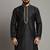 Black embroidered dupion silk kurta