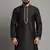 Black embroidered dupion silk kurta
