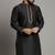 Black embroidered dupion silk kurta