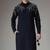 Navy embroidered cotton kurta