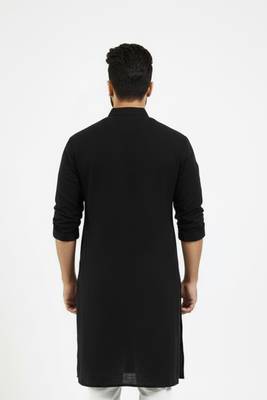 Black embroidered cotton kurta 2