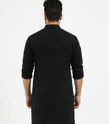 Black embroidered cotton kurta