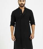 Black embroidered cotton kurta