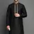 Black embroidered dupion silk kurta