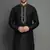 Black embroidered dupion silk kurta