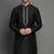 Black embroidered dupion silk kurta