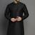 Black embroidered dupion silk kurta