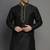 Black embroidered dupion silk kurta