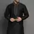 Black embroidered dupion silk kurta