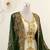 Green georgette kaftan gown with gold zari work