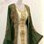 Green georgette kaftan gown with gold zari work