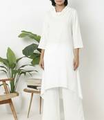 White plain rayon kurta palazzo