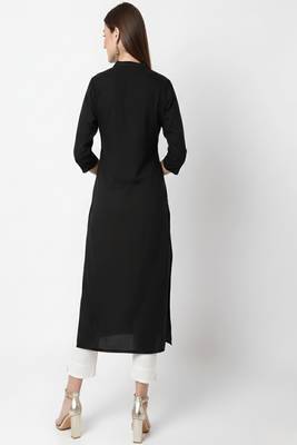 Black embroidered rayon kurta Pant 2