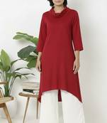 Red plain rayon kurta palazzo