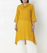 Yellow plain rayon kurta palazzo