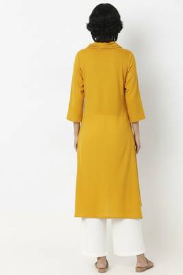 Yellow plain rayon kurta palazzo 2