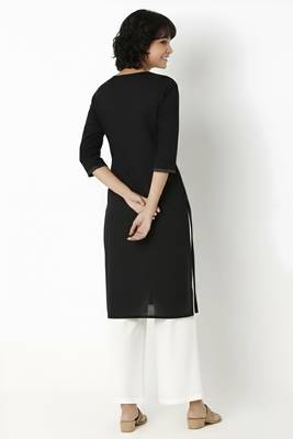 Black embroidered rayon kurta palazzo 2