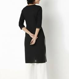 Black embroidered rayon kurta palazzo