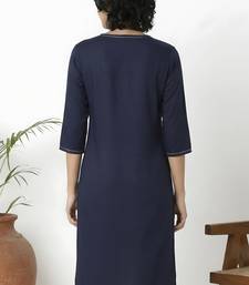 Navy embroidered rayon kurta palazzo