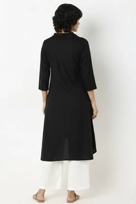 Black plain rayon kurta palazzo 2