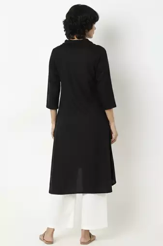 Black plain rayon kurta palazzo