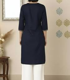Navy embroidered rayon kurta palazzo
