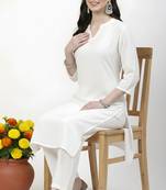 White plain rayon kurta Pant