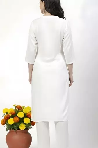 White plain rayon kurta Pant