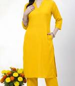 Yellow plain rayon kurta Pant