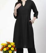 Black plain rayon kurta Pant