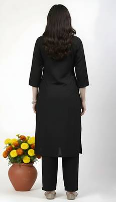 Black plain rayon kurta Pant 2