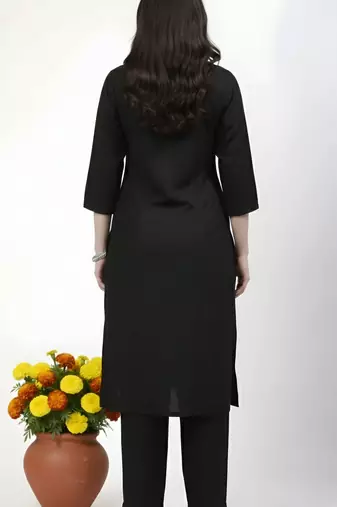Black plain rayon kurta Pant