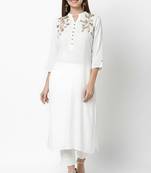 White embroidered rayon kurta Pant