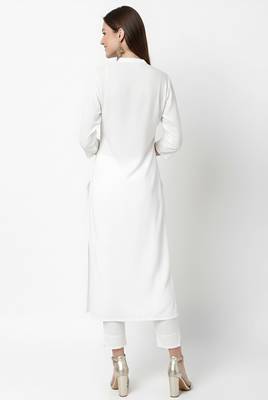 White embroidered rayon kurta Pant 3