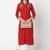 Red embroidered rayon kurta Pant