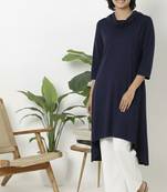 Navy plain rayon kurta palazzo