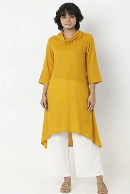 Yellow plain rayon kurta palazzo 3