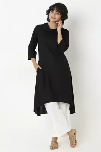 Black plain rayon kurta palazzo