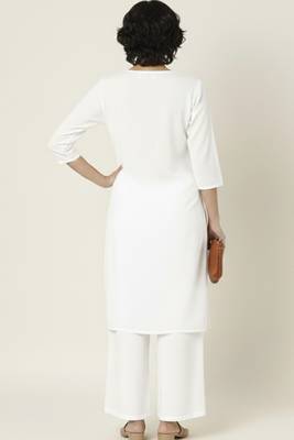 White embroidered rayon kurta palazzo 3