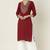 Red embroidered rayon kurta palazzo