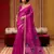 pink munga cotton handloom saree with organza woven pallu     party & uniform wear
