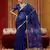 navy blue munga cotton handloom saree with organza woven pallu     party & uniform wear