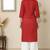 Red embroidered rayon kurta palazzo