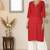 Red embroidered rayon kurta palazzo