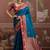 teal blue tussar silk blend handloom weaving saree – ready to dispatch