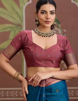 teal blue tussar silk blend weaving saree  ready to dispatch 2