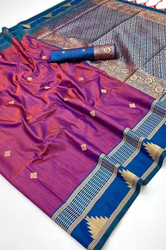 onion tussar silk blend weaving saree ready to dispatch