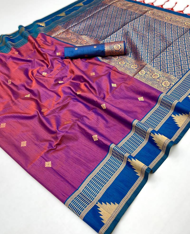 onion tussar silk blend handloom weaving saree – ready to dispatch
