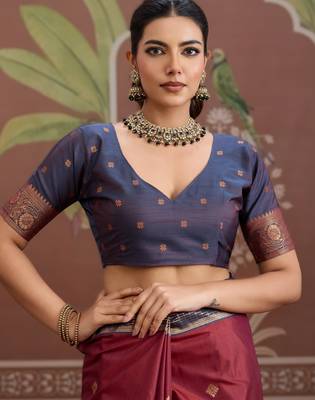 red tussar silk blend weaving saree  ready to dispatch 3